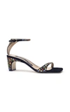 SERGIO ROSSI BLACK SUEDE JEWELED SANDALS,A78010 MFN166 1498