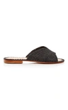 Carrie Forbes Woven Raffia Flat Slide Sandals In Black
