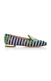 CHARLOTTE OLYMPIA AMOUR EMBROIDERED CANVAS SLIPPERS,V009671BRC960