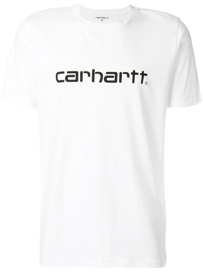 Carhartt Script Logo T Shirt White In 02.90 White/black