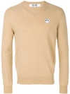 Comme Des Garçons Play V-neck Jumper In Nude/neutrals