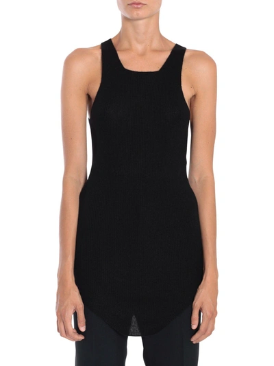 Rick Owens Black Ribbed Cotton Tank Top In Nero