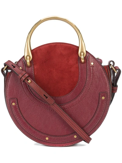 Chloé Chloe Small Pixie Shiny Goatskin, Calfskin & Suede Double Handle Bag In Red