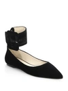 ATTICO Buckled Velvet Ballet Flats