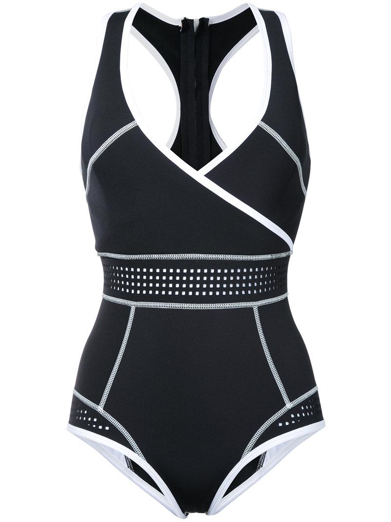 black crossover swimsuit