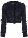 KIMORA LEE SIMMONS CROPPED JACKET WITH EYELASH FRINGE,7174090212298286