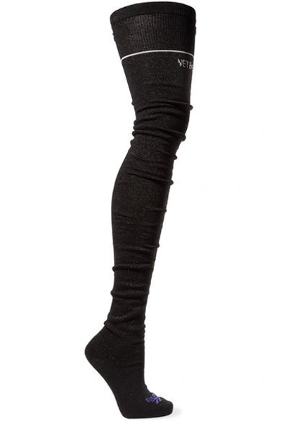 Vetements Intarsia-knit Knee-high Socks In Black