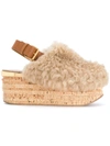 CHLOÉ CAMILLE SHEARLING SANDALS,CH29810E8512112702