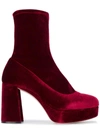 MIU MIU Burgundy Velvet 100 Platform sock boots,5UP059W3412292606