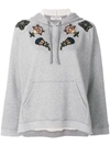 VALENTINO VALENTINO FLORAL EMBROIDERED HOODIE - GREY,NB0MF03Q3MH12380249