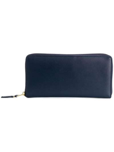 Comme Des Garçons Zip Around Wallet In Blue