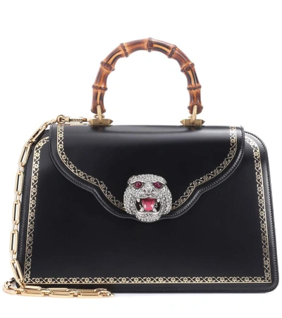 Gucci Thiara Medium Leather Top Handle Bag - Black In Nero