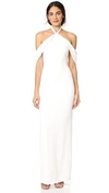 BRANDON MAXWELL PLEATED DRAPED SHOULDER GOWN