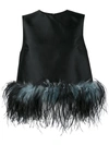 PRADA SLEEVELESS FEATHER TRIMMED TOP,P976D1PPRS17212325420