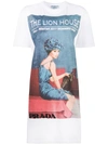 PRADA PRADA LONGLINE LION HOUSE T-SHIRT DRESS - WHITE,35936R1PUJS17212345618