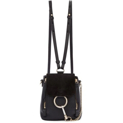 Chloé Faye Mini Leather And Suede Backpack In Black