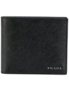 Prada Contrast Logo Bifold Wallet In Black