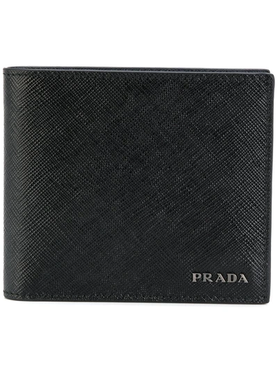 Prada Contrast Logo Bifold Wallet In Black