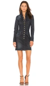 Pierre Balmain Mock Neck Button Down Dress In Blue