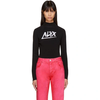 Alyx Logo Intarsia Knit Turtleneck Jumper In Black