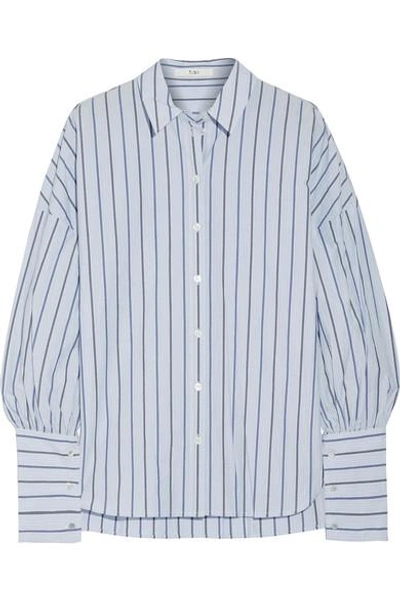 Tibi Striped Cotton-poplin Shirt In Light Blue