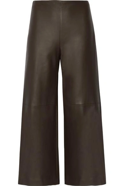 Adam Lippes Leather Culottes In Brown