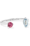 DELFINA DELETTREZ 18-KARAT WHITE GOLD, AQUAMARINE AND TOURMALINE RING