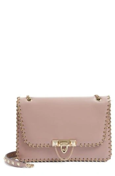 Valentino Garavani Demilune Whipstitch Leather Shoulder Bag - Pink In Lipstick