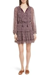 Rebecca Minkoff Rosemary High-neck Animal-print Dress In Potent Purple Leopard