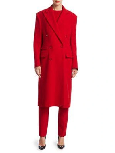 Ralph Lauren Brendan Double-breasted Wool Coat In Red