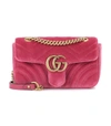 GUCCI Pink GG Marmont Mini Velvet Shoulder Bag,GUC36P744