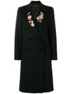 DOLCE & GABBANA DOLCE & GABBANA DOUBLE-BREASTED FLORAL EMBROIDERED COAT - BLACK,F0T06ZFU3A112387020