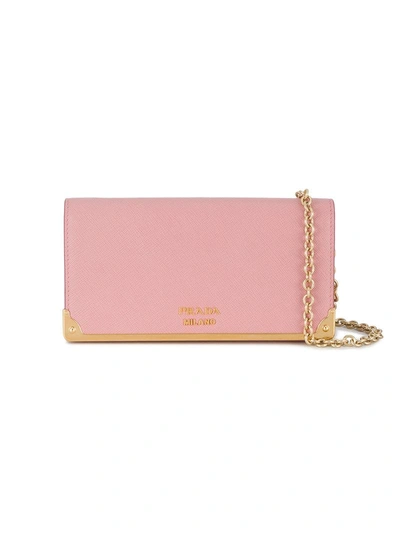 Prada Pink Logo Wallet On Chain Bag