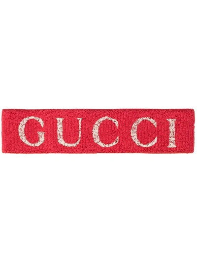 Gucci Elasticated Logo Print Headband In Orange