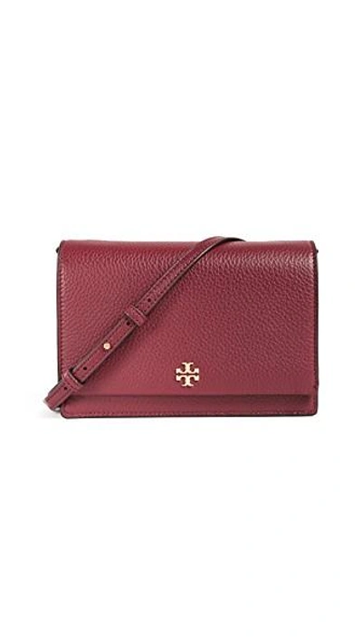 Tory Burch Georgia Pebbled Leather Cross Body Bag In Tuscan Wine