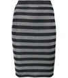 ALEXANDER WANG Black Lurex Striped Knit Pencil Skirt,1224434513794614538