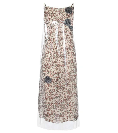 Calvin Klein 205w39nyc Floral Print Midi Dress With Transparent Overlayer In Multicoloured