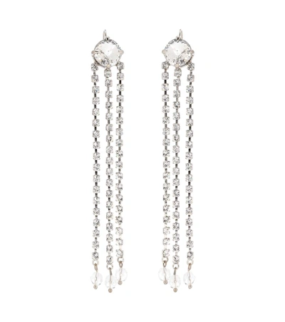 Miu Miu Crystal-embellished Drop Earrings In Metallic