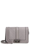 Rebecca Minkoff Love Chevron Quilt Small Leather Crossbody In Grey