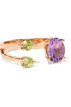 DELFINA DELETTREZ 18-KARAT GOLD, AMETHYST AND PERIDOT RING