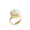 Poporcelain Porcelain Rose With Pearl Adjustable Ring