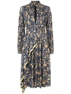 ADAM LIPPES FLORAL PRINTED LONG SLEEVE DRESS WITH ASYMMETRICAL DETAIL,317702IN12293153