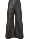 ADAM LIPPES ADAM LIPPES LEATHER WIDE LEG CROPPED CULOTTES - BROWN,317502MN12293125
