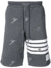 THOM BROWNE CLASSIC SWEATSHORT IN QUILTED LOOPBACK COTTON WITH SKIER,MJQ012E0242812372662