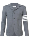THOM BROWNE Rib Knit Sport Coat With White 4 Bar Stripe In Medium Grey Fine Merino Wool,MKJ015A0001412372723