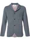 THOM BROWNE Double Knit Sport Coat With Red, White And Blue Stripe In Grey Fine Merino Wool,MKJ016A0001412372675