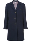 THOM BROWNE Unlined Button Back Sack Overcoat In Navy Solid Double Face Melton,FOC303A0221312372905