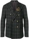 DOLCE & GABBANA APPLIQUÉ DETAIL DOUBLE BREASTED BLAZER,G2KT7ZFQGAB12383656