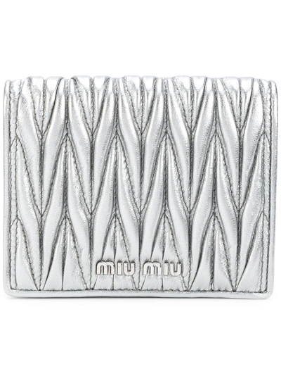 Miu Miu Quilted Wallet In Cromo