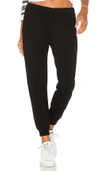Monrow Cropped French Terry Track Pants In Black